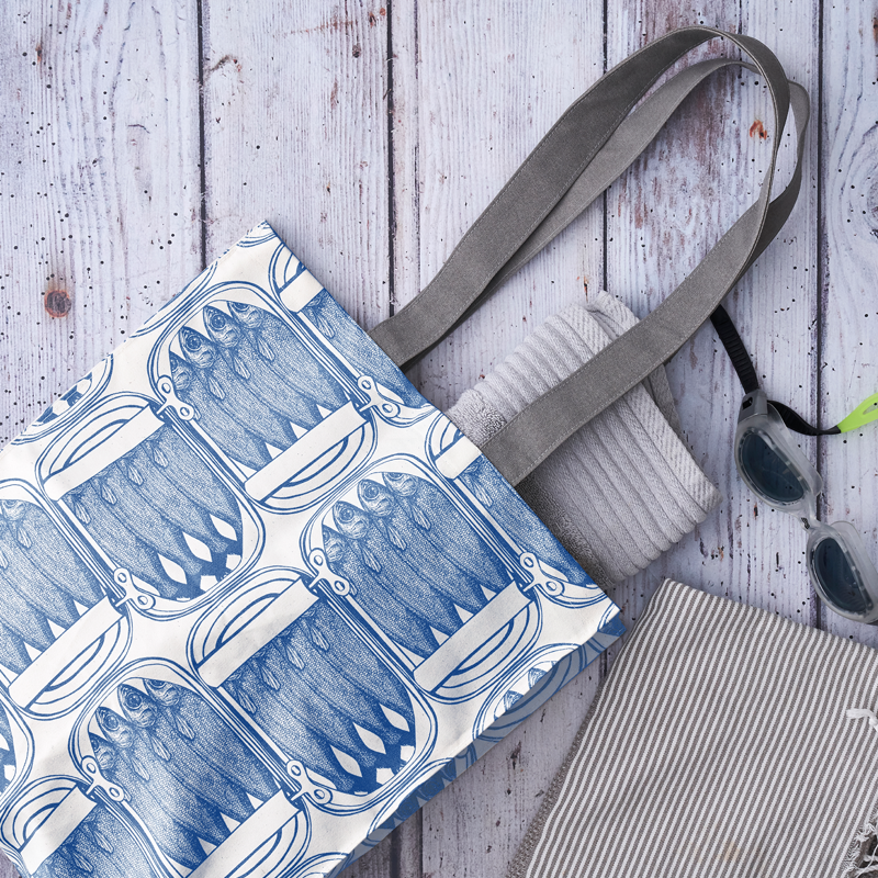 Blue Sardine Tote Bag