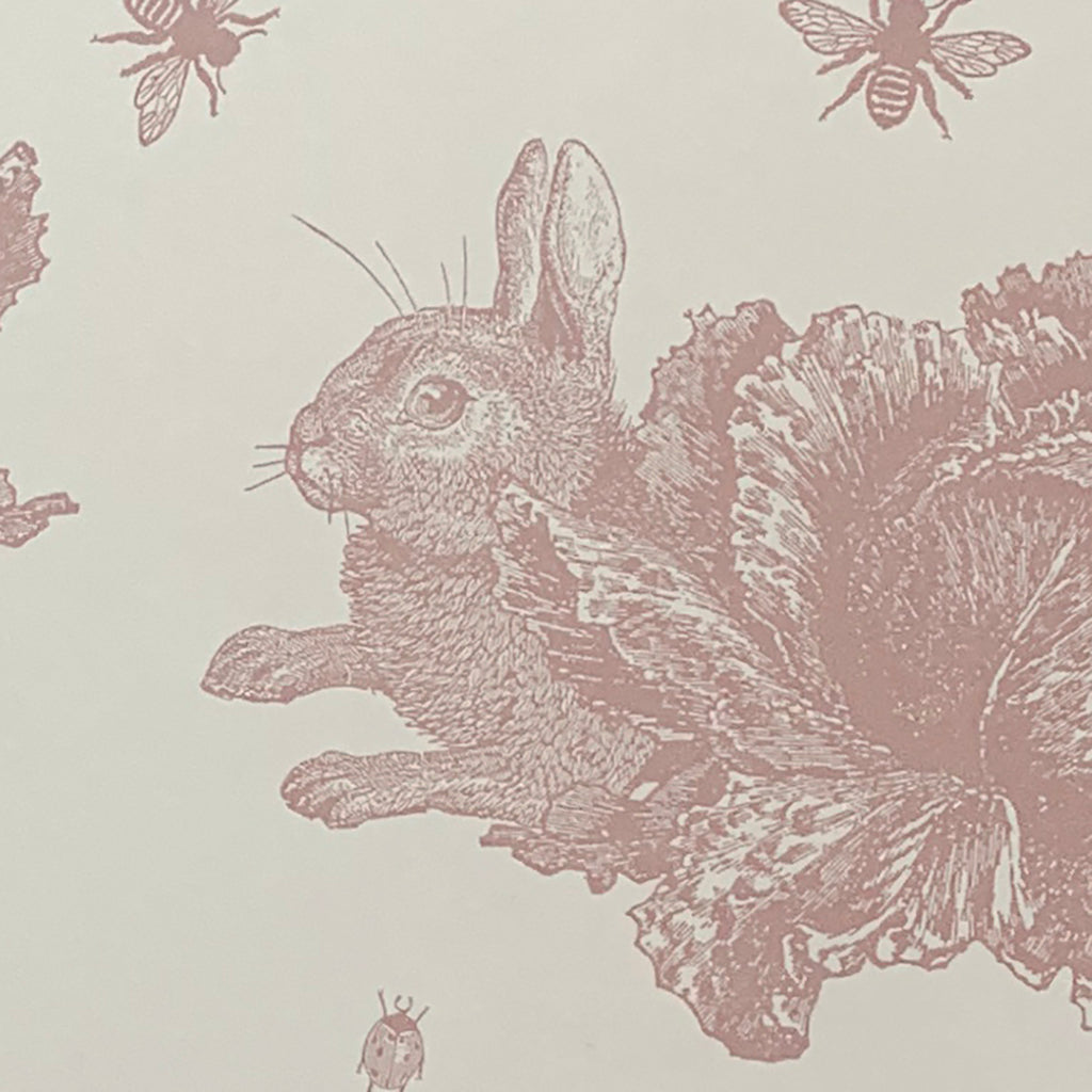 Rabbit & Cabbage Wallpaper Sample, Pink