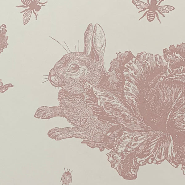 Rabbit & Cabbage Wallpaper Sample, Pink