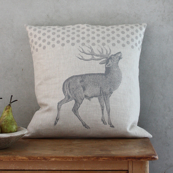 Stag & Spot Linen Cushion Cover