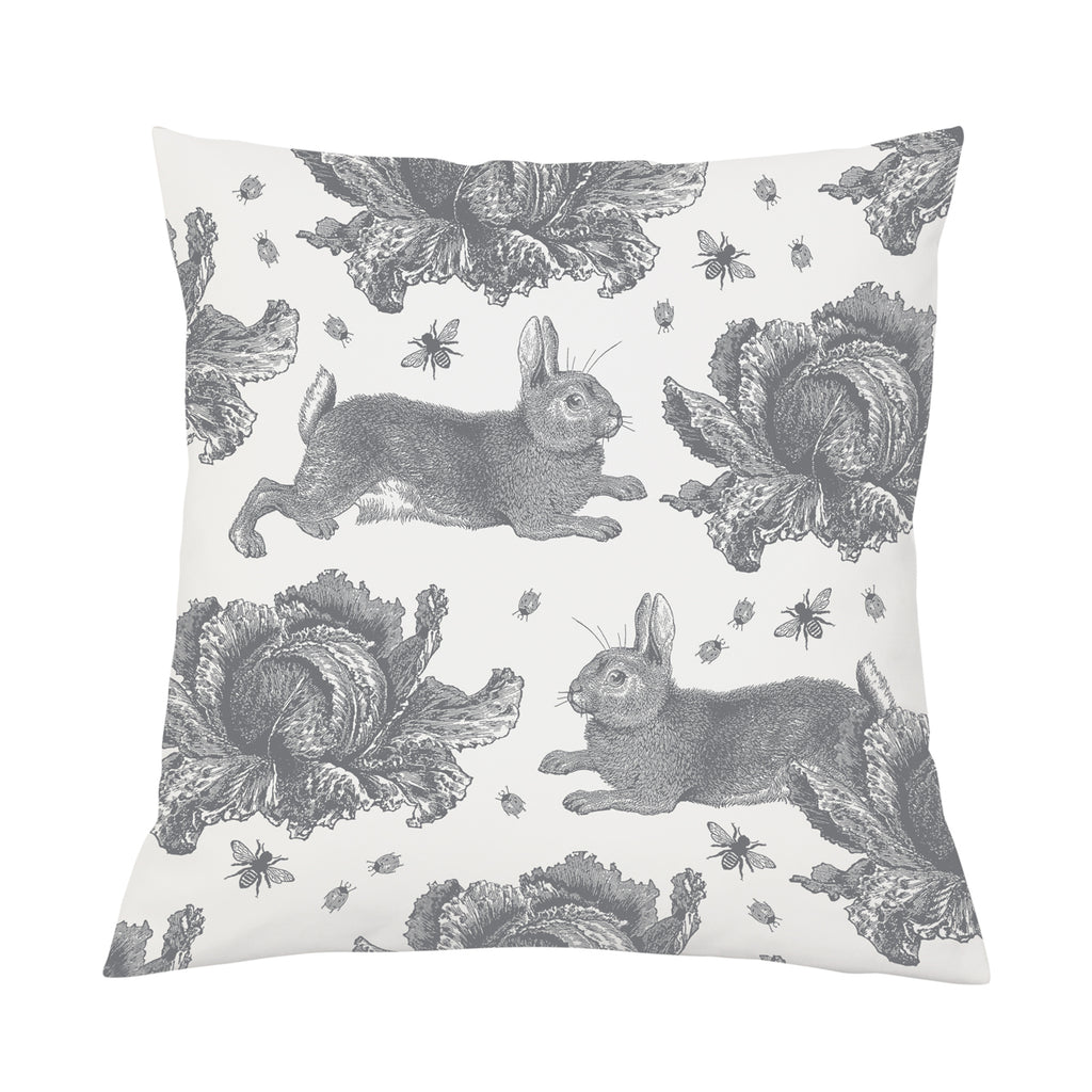 Grey Rabbit & Cabbage Cushion Cover
