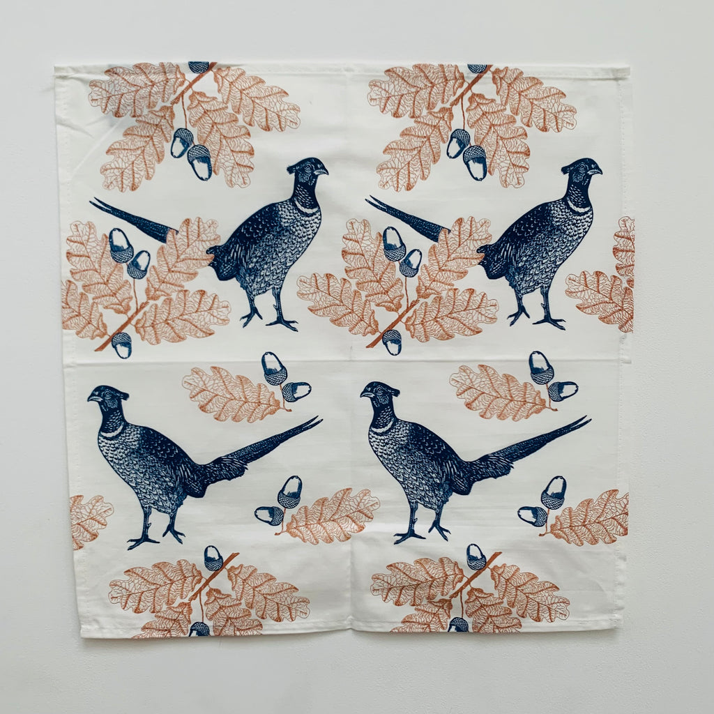 Pheasant & Oak Single Napkin, Blue & Brown