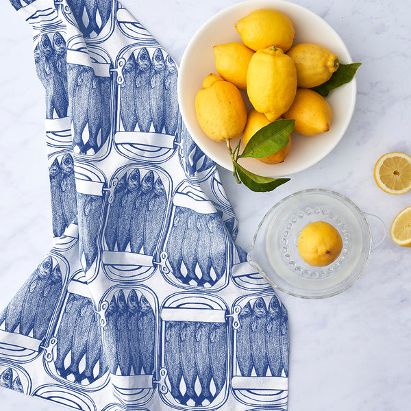 Sardine Tea Towel, Delft Blue