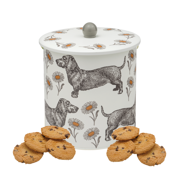 Dog & Daisy Biscuit Barrel, Filled with Biscuits