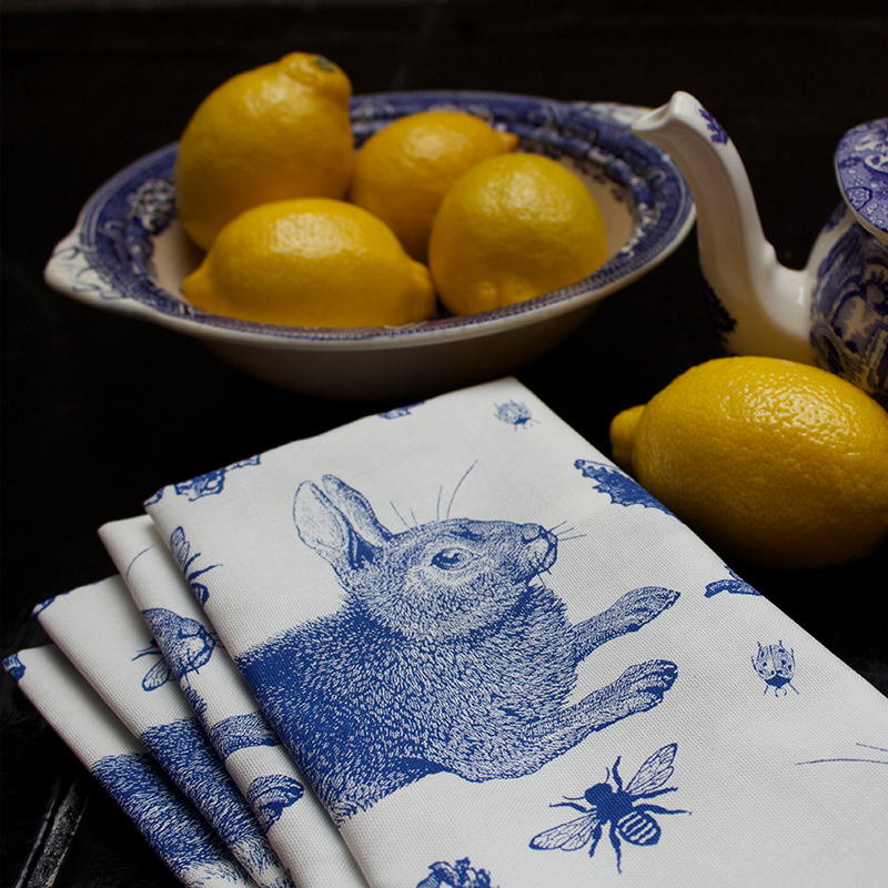 Blue Rabbit & Cabbage Single Napkin