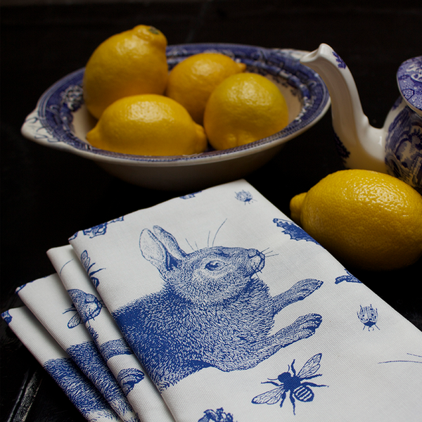 Blue Rabbit & Cabbage Single Napkin