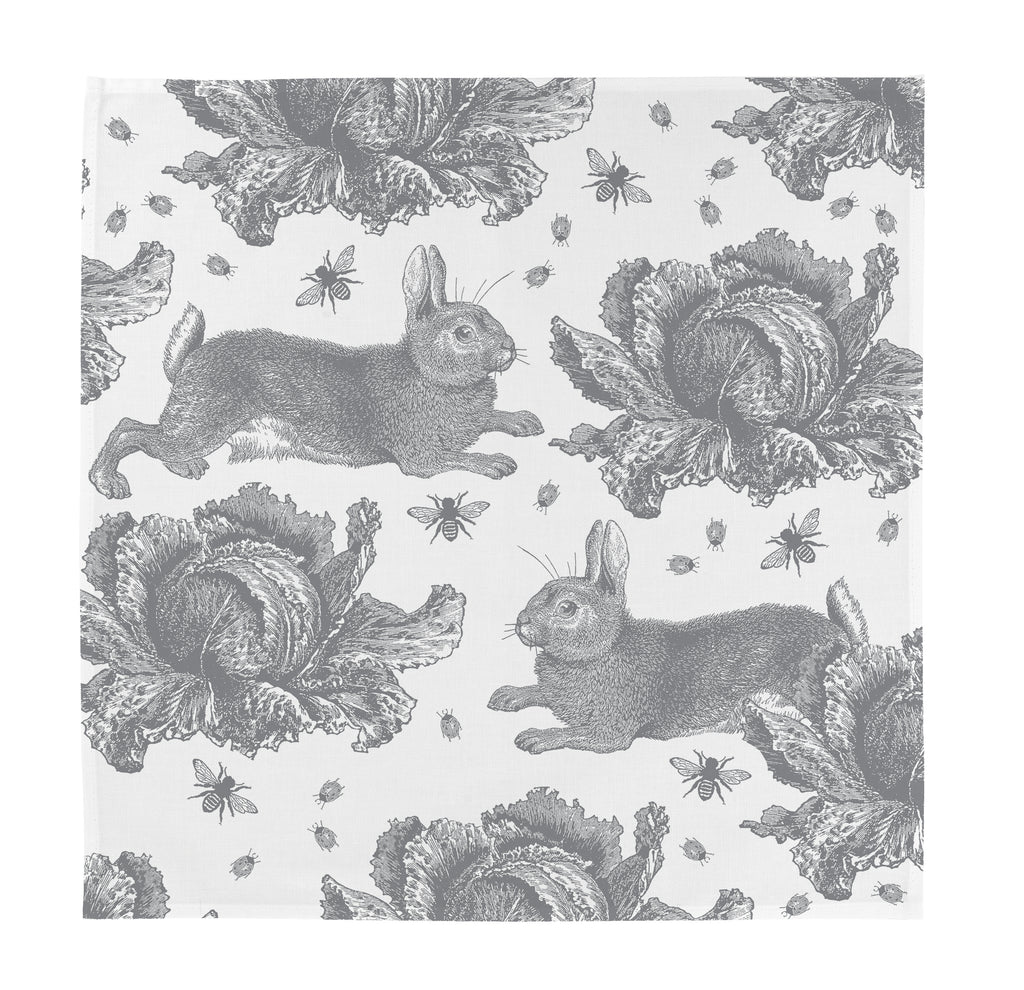 Grey Rabbit & Cabbage Single Napkin