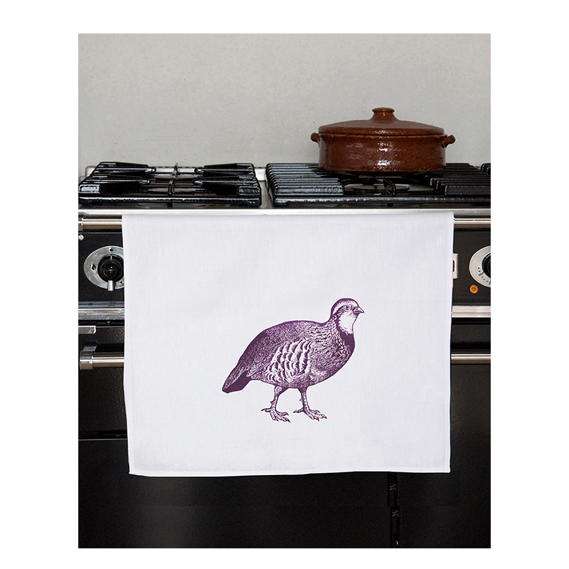 Partridge Linen Tea Towel