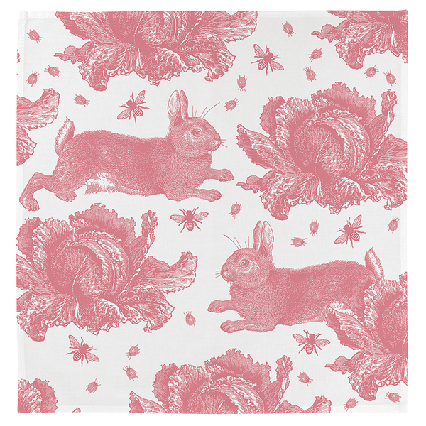 Pink Rabbit & Cabbage Single Napkin