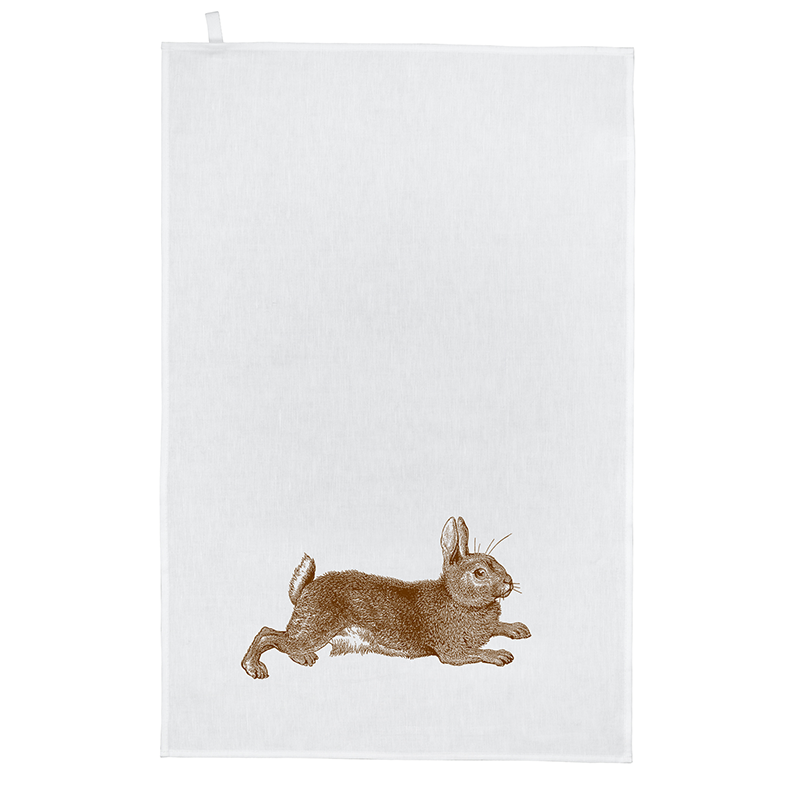 Rabbit Linen Tea Towel