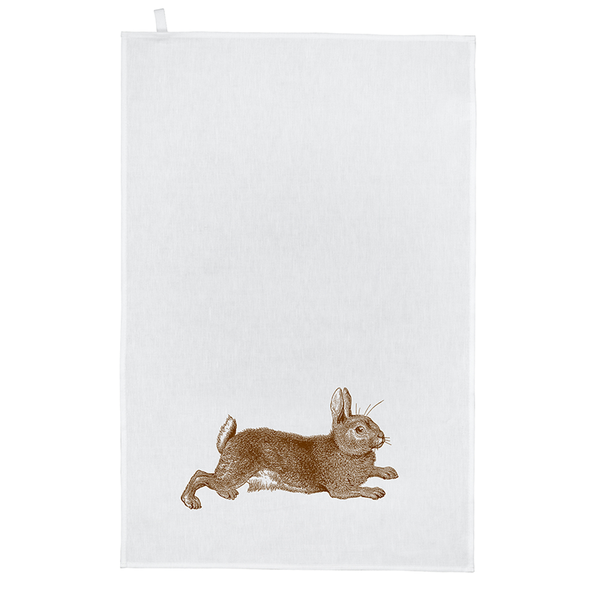 Rabbit Linen Tea Towel