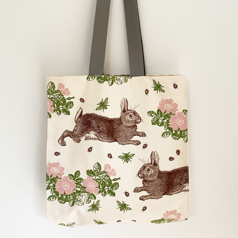 Rabbit & Rose Tote Bag