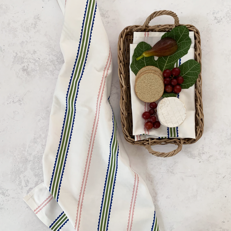 Scallop & Stripe Tea Towel