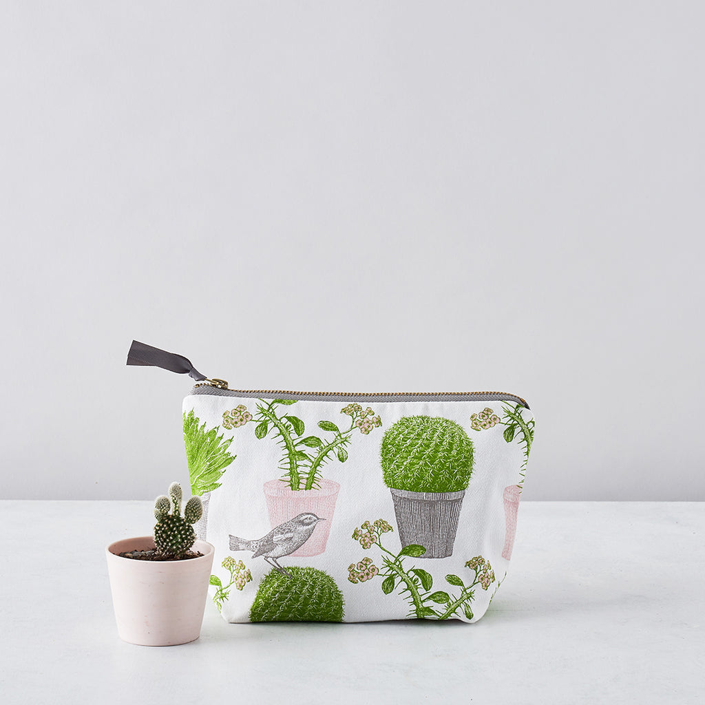 Cactus & Bird Cosmetic Bag