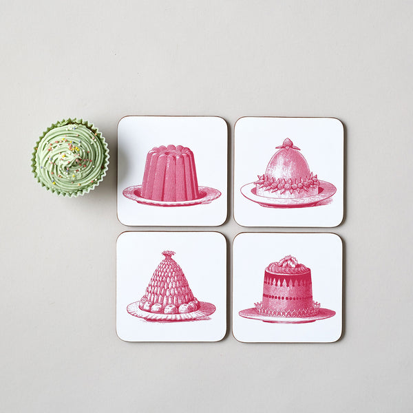 Jelly & Cake Coaster Set of Four, Pink