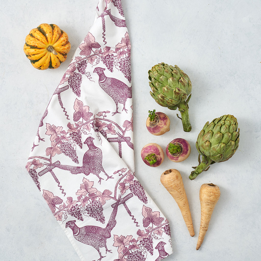 Pheasant & Vine Tea Towel