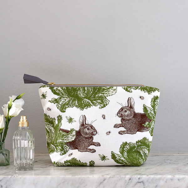 Rabbit & Cabbage Large Cosmetic Bag