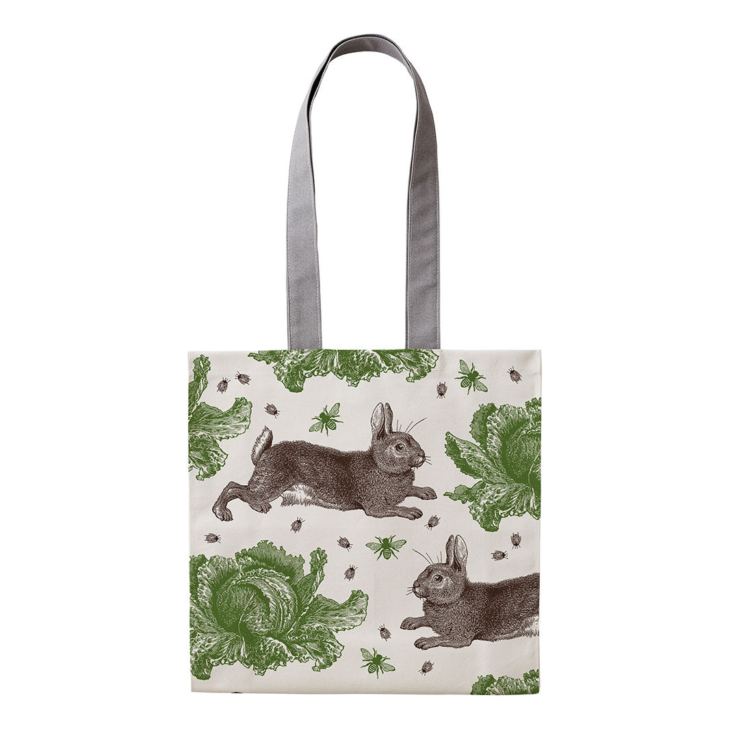 Brown Rabbit & Green Cabbage Tote Bag by Thornback & Peel