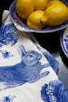 Rabbit & Cabbage Tea Towel, Delft Blue