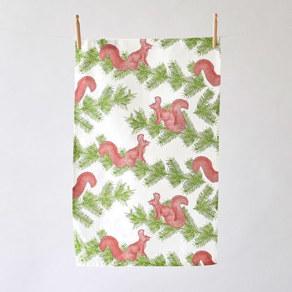Squirrel & Spruce Tea Towel